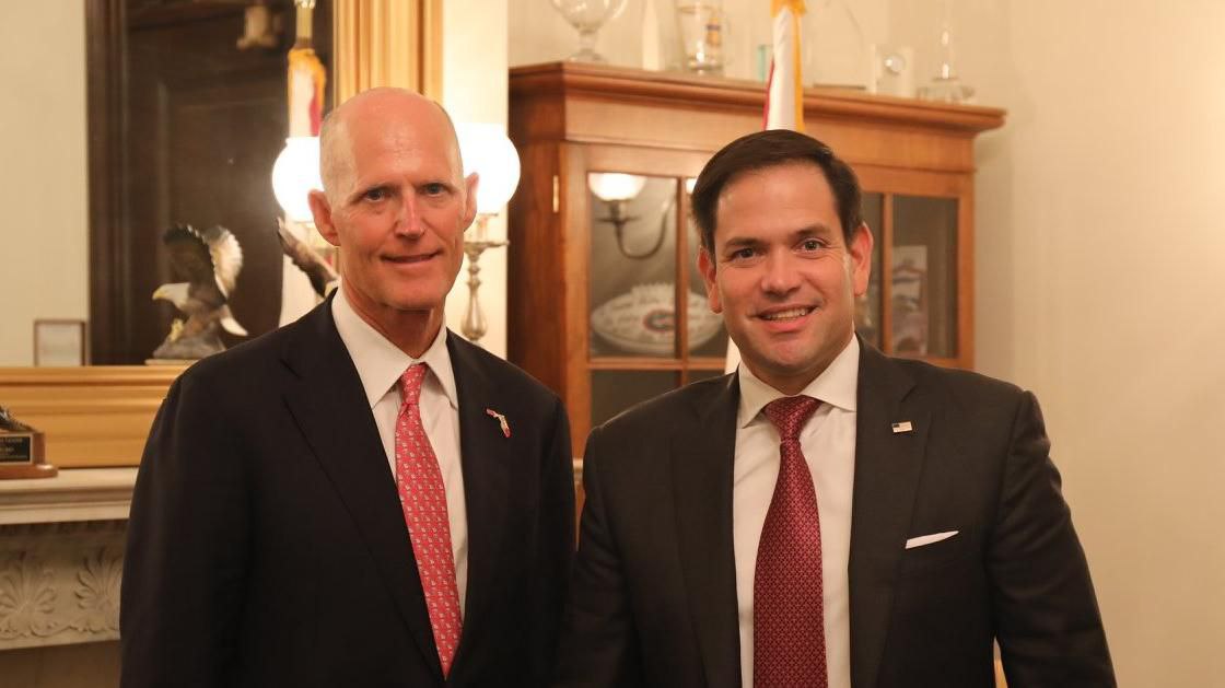 Republican senators Rick Scott (left) and Marco Rubio (right), the principal proponents of the BOLIVAR Act that gives the US Congress special powers to sanction Venezuela. Photo: Marco Rubio's Facebook page.